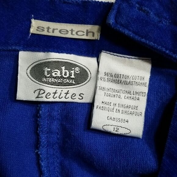 Tabi Pants Woman's Size 12 Petites Stretch Purple Blue Velvet Vintage Office - Picture 11 of 13